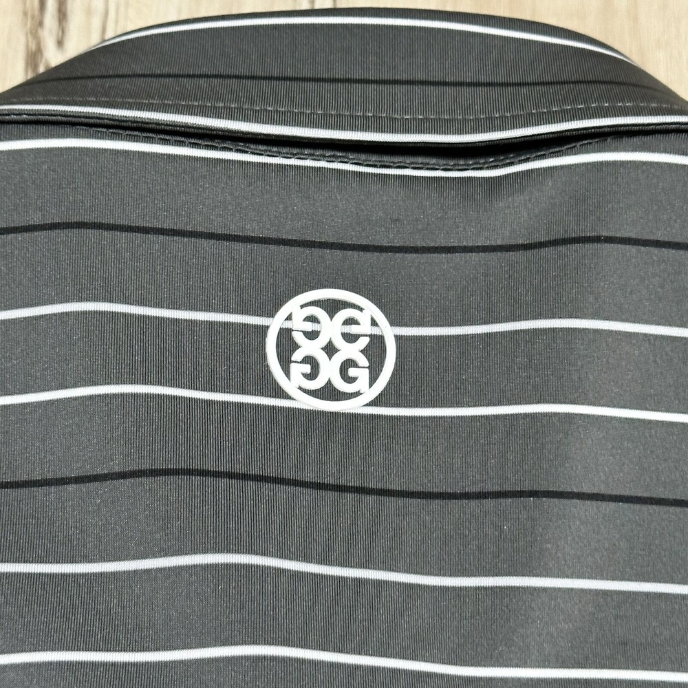 G/FORE Men's L Golfing Athletic Polo Golf Shirt Stretch Gray Striped - Picture 5 of 6